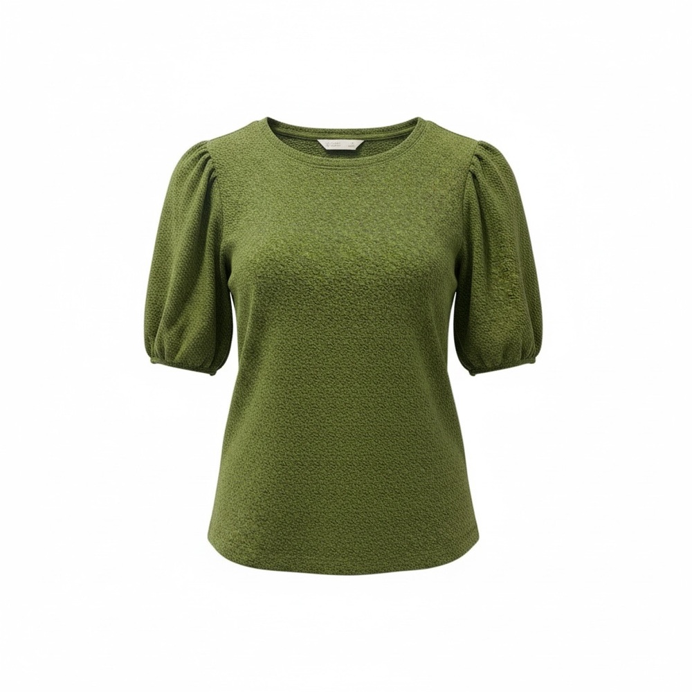 Lauren Conrad Elegant Green Puff Sleeve Top